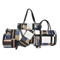PU Leather Bag Suit soft surface & six piece & attached with hanging strap Polyester plaid Set