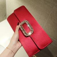 PU Leather Clutch Bag detachable strap & with rhinestone & One Shoulder Solid PC