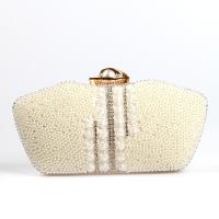 String beads Clutch Bag durable Solid white PC