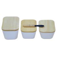 Beech wood & Melamine easy cleaning Butter Box with blade & tight seal white PC