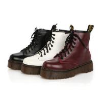 Synthetic Leather heighten & muffin heel & side zipper & Platform Women Martens Boots & thermal Beef Tendon & Cotton Pair