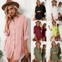 Polyester Plus Size Shirt Dress & loose Solid PC