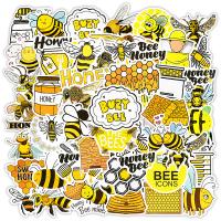 Pvc Stickerpapier Afgedrukt Bijen Geel Veel