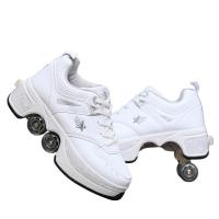 PU Cuir Chaussures de roues pour enfants Solide Blanc Paire