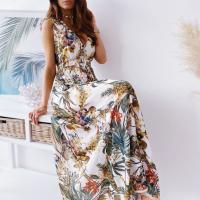 Polyester Waist-controlled One-piece Dress backless printed PC