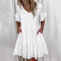 Polyester One-piece Dress & loose patchwork Solid PC