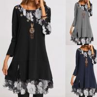 Polyester One-piece Dress & loose & breathable printed PC