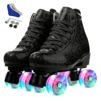 Rubber & PU Leather Roller Skates Pair