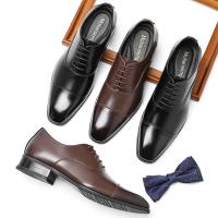 Microfiber PU Synthetic Leather front drawstring Men Business Shoes hardwearing & breathable Solid Pair