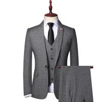 Chemical Fiber Plus Size Men Suit & three piece plain dyed Solid Set