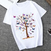 Poliéster & Algodón Mujeres Camisetas de manga corta, impreso, patrón de mariposa, más colores para elegir,  trozo