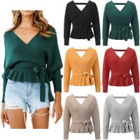 Mixed Fabric & Cotton Waist-controlled Women Knitwear & hollow knitted Solid PC