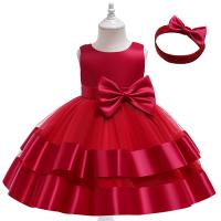 Polyester Girl One-piece Dress with hair accessory Solid PC