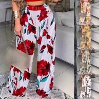 Polyester Wide Leg Trousers & Plus Size Women Long Trousers printed PC