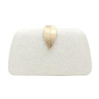 PU Leather hard-surface Clutch Bag with chain Satin Solid white PC