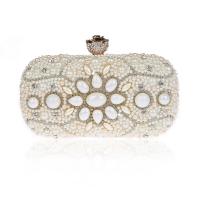 Polyester Clutch Bag with chain & with rhinestone Plastic Pearl PC