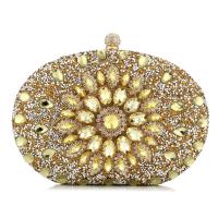 Polyester Clutch Bag with chain & with rhinestone gold PC