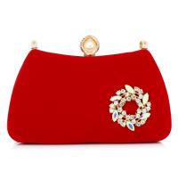 Flannelette Clutch Bag with chain red PC