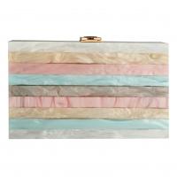 Acrylic Clutch Bag with chain striped multi-colored PC