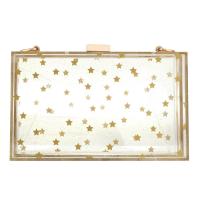 Acrylic Clutch Bag with chain star pattern transparent PC
