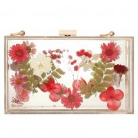 Acrylic Clutch Bag with chain floral transparent PC