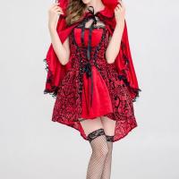 Corduroy & Cotton Women Little Red Riding Hood Costume Cape & dress patchwork red Set
