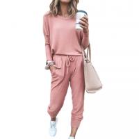 Mixed Fabric Women Casual Set & harem pants & two piece Long Trousers & top patchwork Solid Set