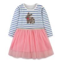Cotton Soft & Princess Girl One-piece Dress skirt striped pink PC