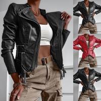 PU Leather Slim & Plus Size Women Coat Solid PC