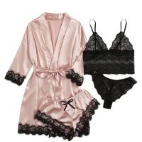 Satín Conjunto de pijama de mujer, corto & túnica & correa & camis, teñido de manera simple, más colores para elegir,  Conjunto