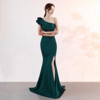 Polyester scallop & Mermaid Long Evening Dress backless Solid PC