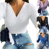 Polyester Slim & Plus Size Women Long Sleeve Blouses knitted Solid PC