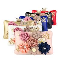 Cuero de la PU Bolso de embrague,  Perla de plástico & Poliéster, floral, más colores para elegir,  trozo