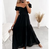 Polyester & Cotton long style & High Waist One-piece Dress backless Solid PC