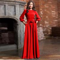Polyester Waist-controlled Long Evening Dress Solid PC