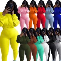 Polyester Plus Size Women Casual Set Long Trousers & long sleeve blouses Solid Set