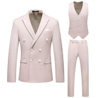 Acetate Fiber Men Suit & three piece vest & Pants & coat Solid Set
