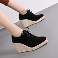 Suede Flange & front drawstring Slipsole Shoes Microfiber PU Synthetic Leather Pair