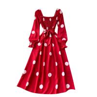 Polyester Waist-controlled One-piece Dress printed dot PC