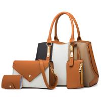 PU Leather & Polyester Bucket Bag Bag Suit contrast color & soft surface & four piece geometric Set