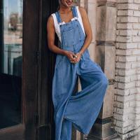 Polyester Women Suspender Trousers & loose Solid blue PC