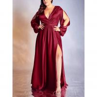 Polyester front slit One-piece Dress Solid PC