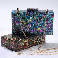 Acrylic hard-surface Clutch Bag with chain Sequin Solid PC