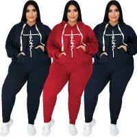 Polyester Plus Size Women Casual Set & two piece Long Trousers & top printed Others Set