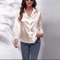 Polyester Women Long Sleeve Shirt Satin Solid PC