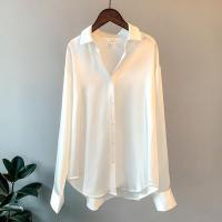 Polyester Women Long Sleeve Shirt Solid PC