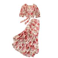 Chiffon Zweiteiliges Kleid Set, Gedruckt, Floral, mehr Farben zur Auswahl, :,  Festgelegt