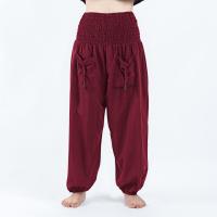 Cotton elastic waist & High Waist Women Sports Pants & harem pants & loose Solid PC
