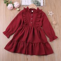 Cotton Girl One-piece Dress wine red PC
