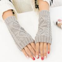 Knitted Half Finger Glove flexible & thermal geometric : Pair